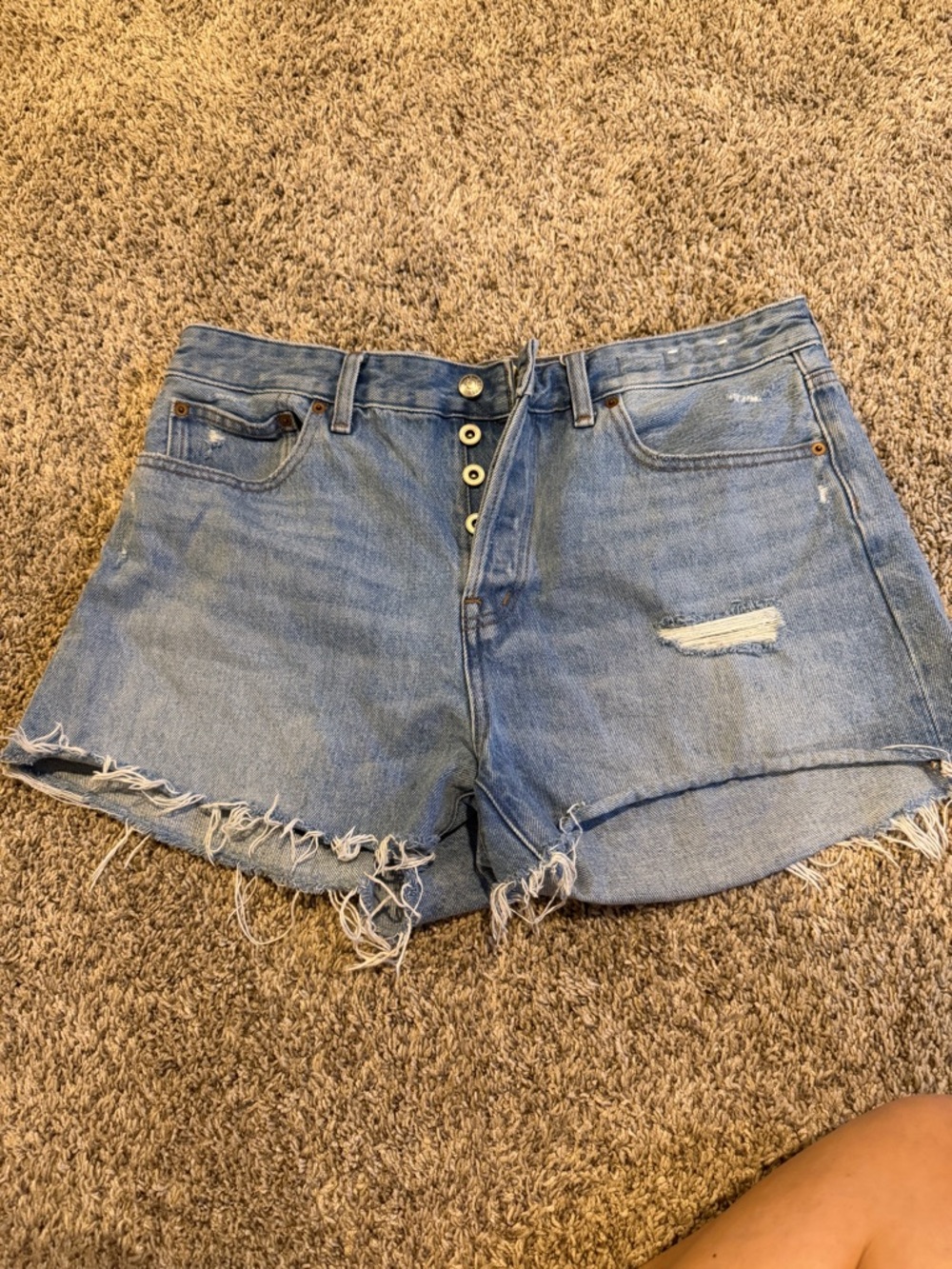 Madewell Curvy Brynn High-Rise Distressed Denim Shorts Size 29